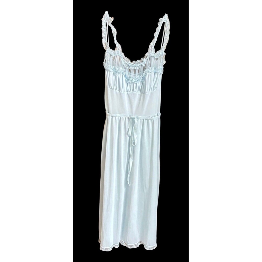 Vtg 60s Luxite Kayser Nylon Babydoll Slip Dress Sz 34 Blue Nightie Fairy